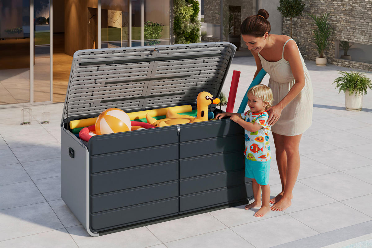 KISSENBOX 173/86/82 cm  - Anthrazit/Hellgrau, Design, Kunststoff/Metall (173/86/82cm) - Ambia Garden