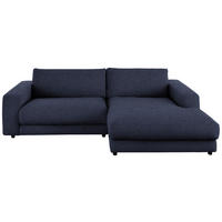 ECKSOFA in Flachgewebe Dunkelblau  - Schwarz/Dunkelblau, Design, Kunststoff/Textil (270/190cm) - Lomoco