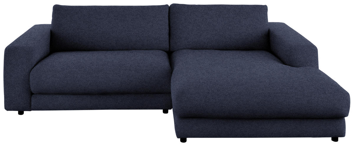 ECKSOFA in Flachgewebe Dunkelblau  - Schwarz/Dunkelblau, Design, Kunststoff/Textil (270/190cm) - Lomoco