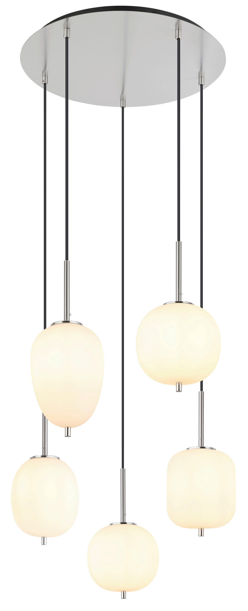 HÄNGELEUCHTE 57,5/150 cm    - Opal/Nickelfarben, Basics, Glas/Metall (57,5/150cm) - Globo