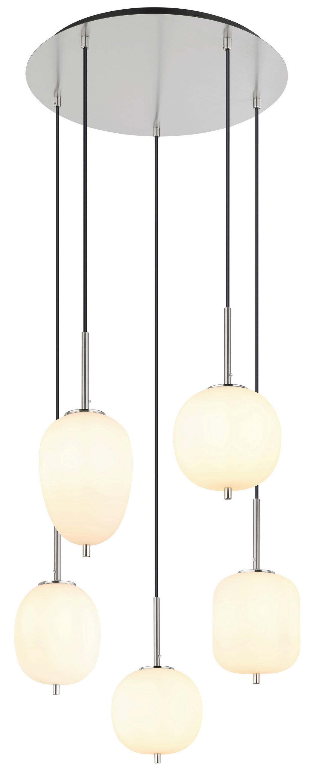 HÄNGELEUCHTE 57,5/150 cm    - Opal/Nickelfarben, Basics, Glas/Metall (57,5/150cm) - Globo