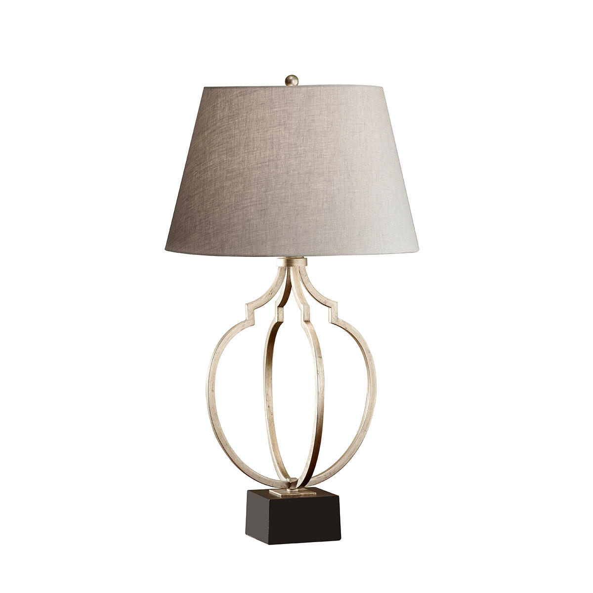 STOLNÁ LAMPA, E27, 43.2/78.1 cm  - sivá/strieborná, Design, kov/textil (43.2/78.1cm) - Elstead Lighting