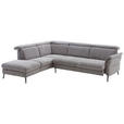 ECKSOFA Grau Struktur  - Schwarz/Grau, MODERN, Textil/Metall (235/275cm) - Cantus