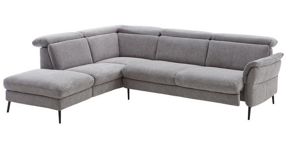 ECKSOFA Grau Struktur  - Schwarz/Grau, MODERN, Textil/Metall (235/275cm) - Cantus