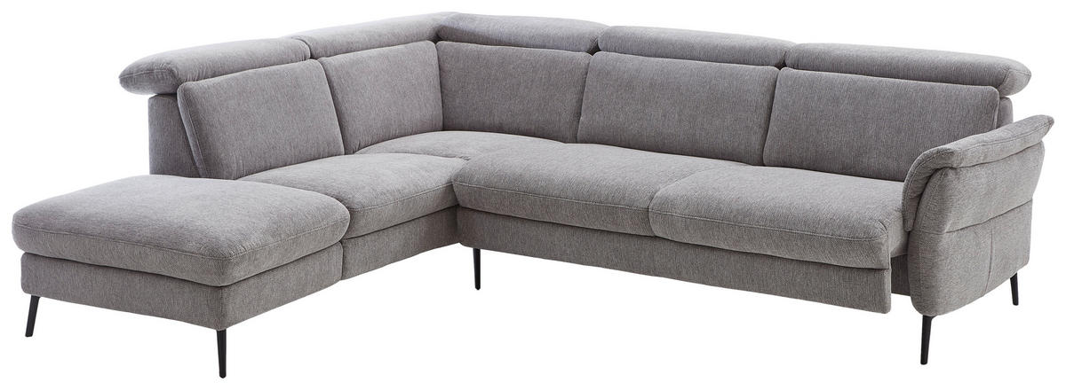 ECKSOFA in Struktur Grau  - Schwarz/Grau, Modern, Textil/Metall (235/275cm) - Cantus