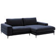 ECKSOFA in Velours Dunkelblau  253/177 cm  - Schwarz/Dunkelblau, Design, Textil/Metall (253/177cm) - Dieter Knoll