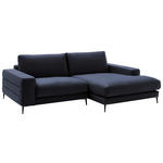 ECKSOFA in Velours Dunkelblau  253/177 cm  - Schwarz/Dunkelblau, Design, Textil/Metall (253/177cm) - Dieter Knoll