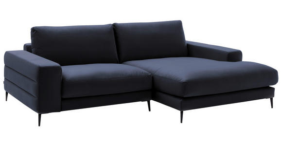 ECKSOFA in Velours Dunkelblau 253/177 cm - Schwarz/Dunkelblau, Design, Textil/Metall (253/177cm) - Dieter Knoll