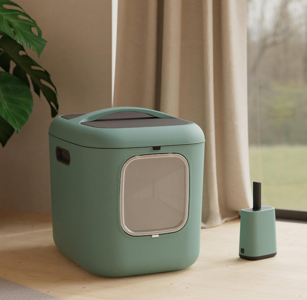 KATZENTOILETTE - Salbeigrün, Basics, Kunststoff (49,9/57,6/61,4cm) - Rotho