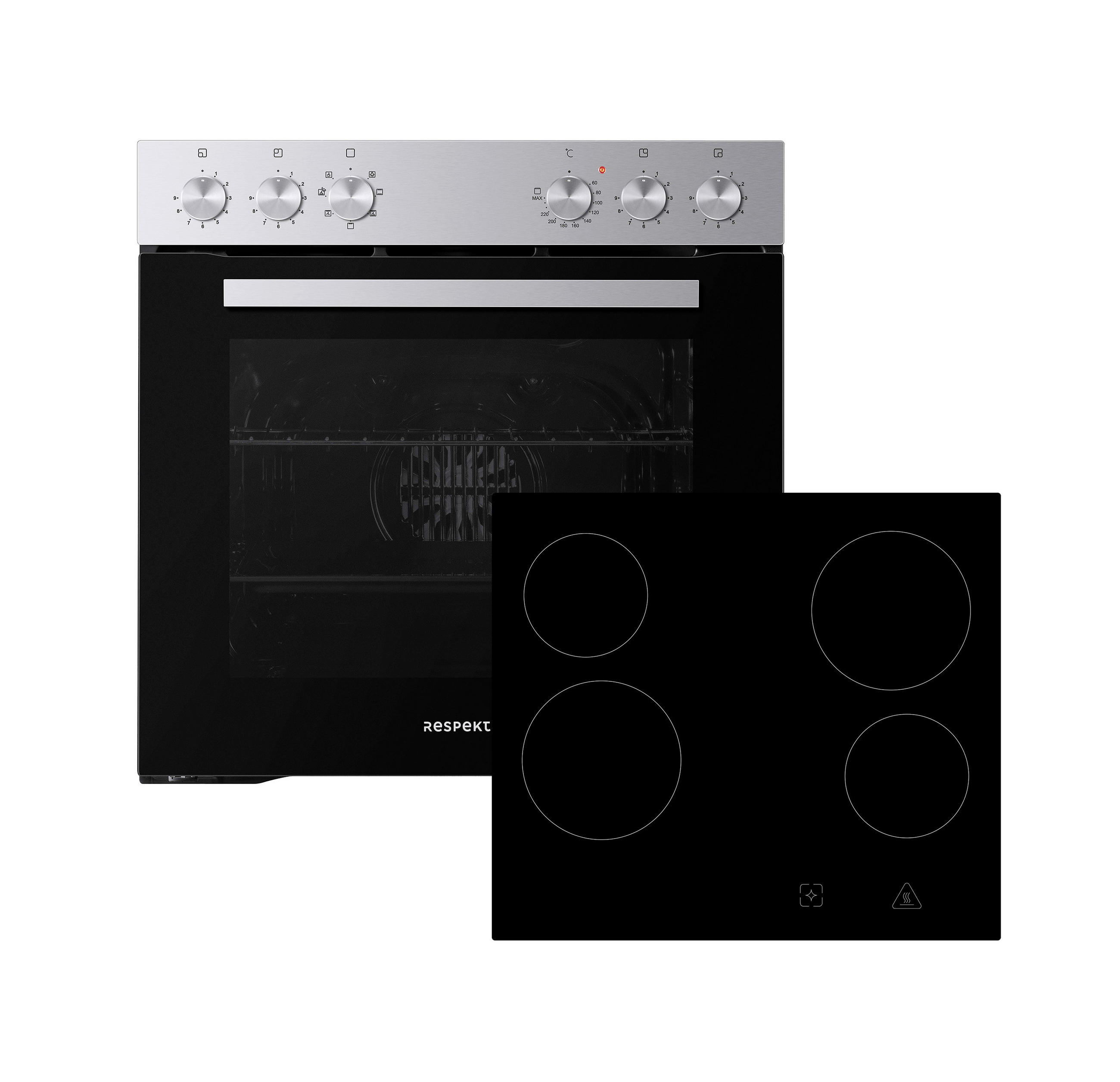 HERDSET HS2001-26  - Edelstahlfarben/Schwarz, Trend, Glas/Metall (59,4/59,5/52,1cm) - Respekta