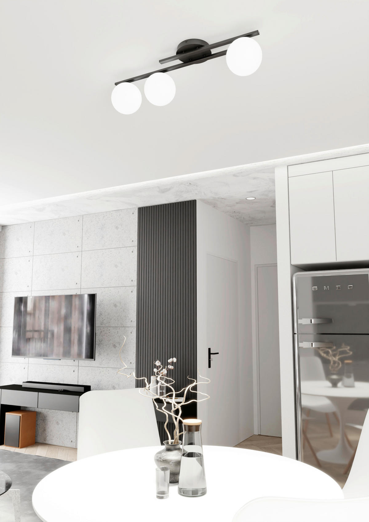 DECKENLEUCHTE 74/20/19 cm  - Schwarz, KONVENTIONELL, Glas/Metall (74/20/19cm)