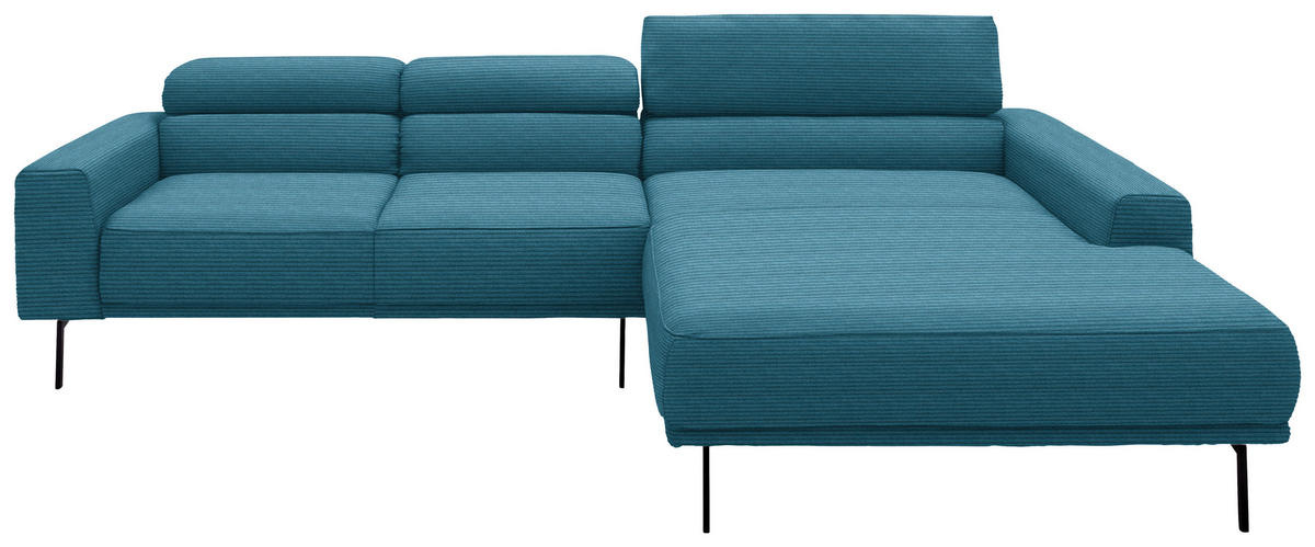 ECKSOFA  in Cord Petrol  293/215-217 cm  - Petrol/Schwarz, Design, Textil/Metall (293/215-217cm) - Schöner Wohnen