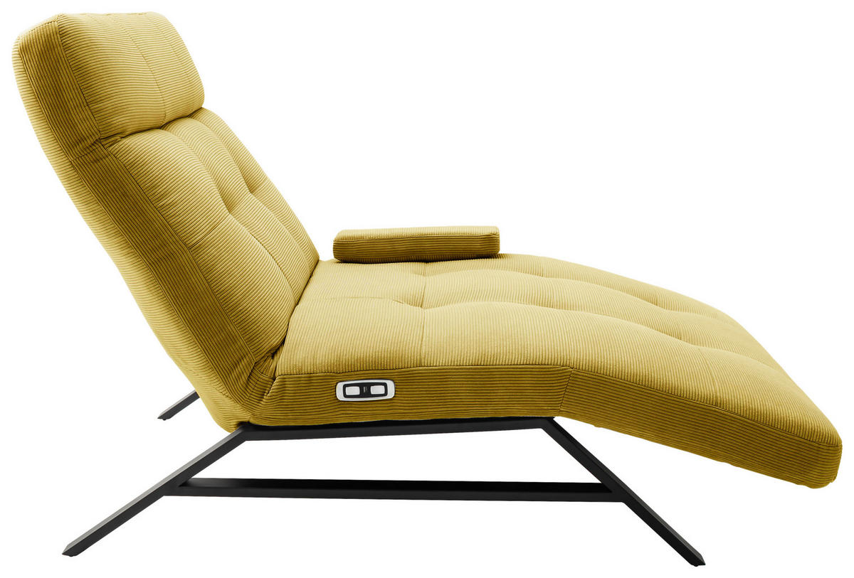 RELAXLIEGE in Feincord Hellgrün  - Schwarz/Hellgrün, Design, Textil/Metall (120/54-113/158-198cm) - Pure Home Lifestyle