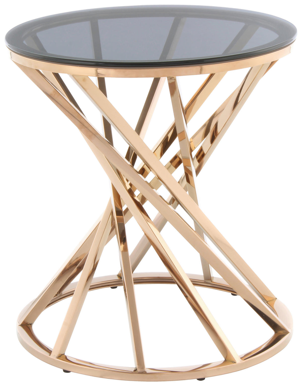 BEISTELLTISCH 40/40/42 cm Grau, Roségold rund  - Roségold/Grau, Design, Glas/Metall (40/40/42cm) - Kayoom