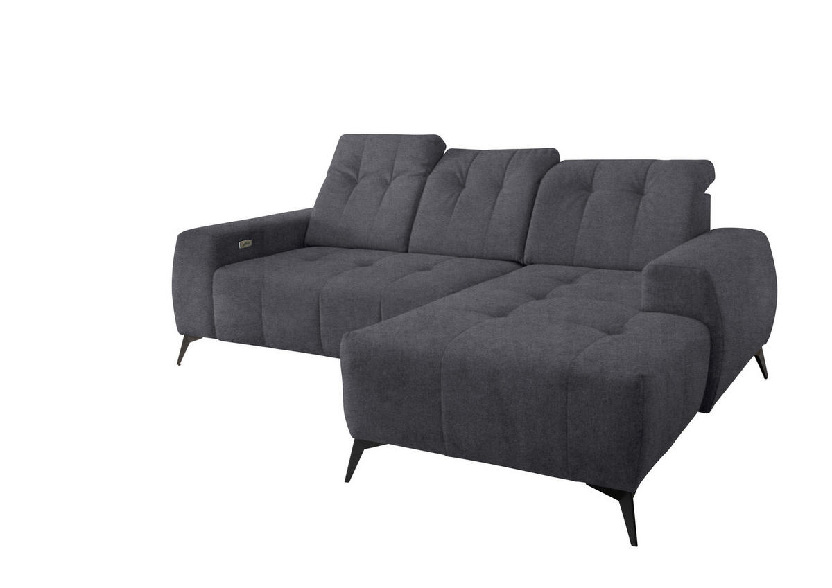 ECKSOFA in Mikrofaser Anthrazit  - Anthrazit/Schwarz, Modern, Textil/Metall (258/180cm) - Livetastic