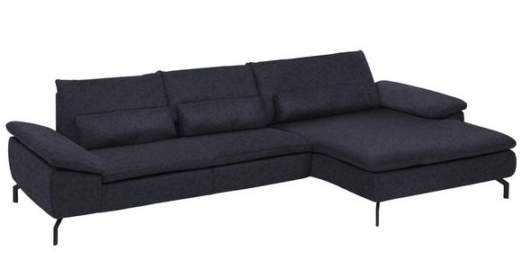 WOHNLANDSCHAFT in Textil Dunkelblau - Schwarz/Dunkelblau, Design, Textil/Metall (341/181cm) - Dieter Knoll