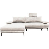 ECKSOFA in Webstoff Weiß  192/260 cm  - Schwarz/Weiß, Design, Textil/Metall (192/260cm) - MID.YOU