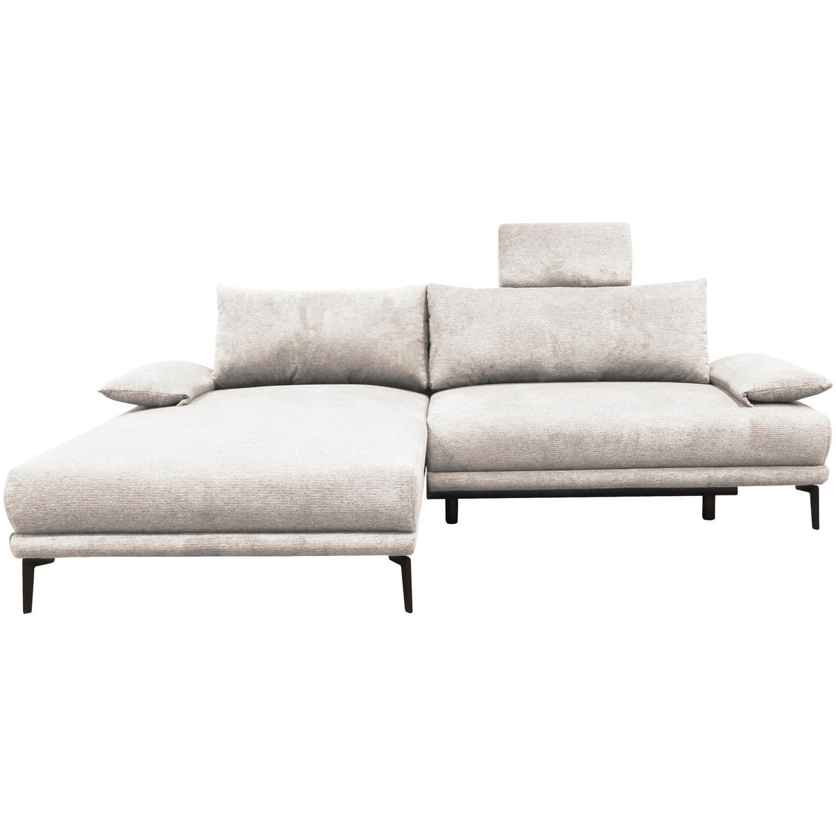 ECKSOFA in Webstoff Weiß  192/260 cm  - Schwarz/Weiß, Design, Textil/Metall (192/260cm) - MID.YOU