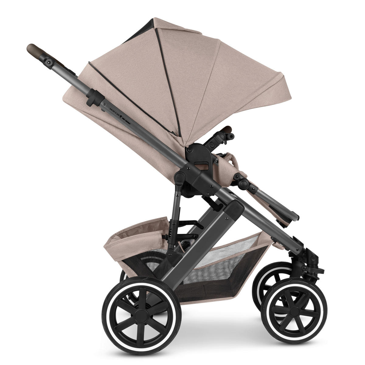 KINDERWAGENSET Salsa 5 Air 4in1 Set Calla  - Beigebraun/Schwarz, Basics, Textil/Metall (63/118/95.5cm) - ABC Design