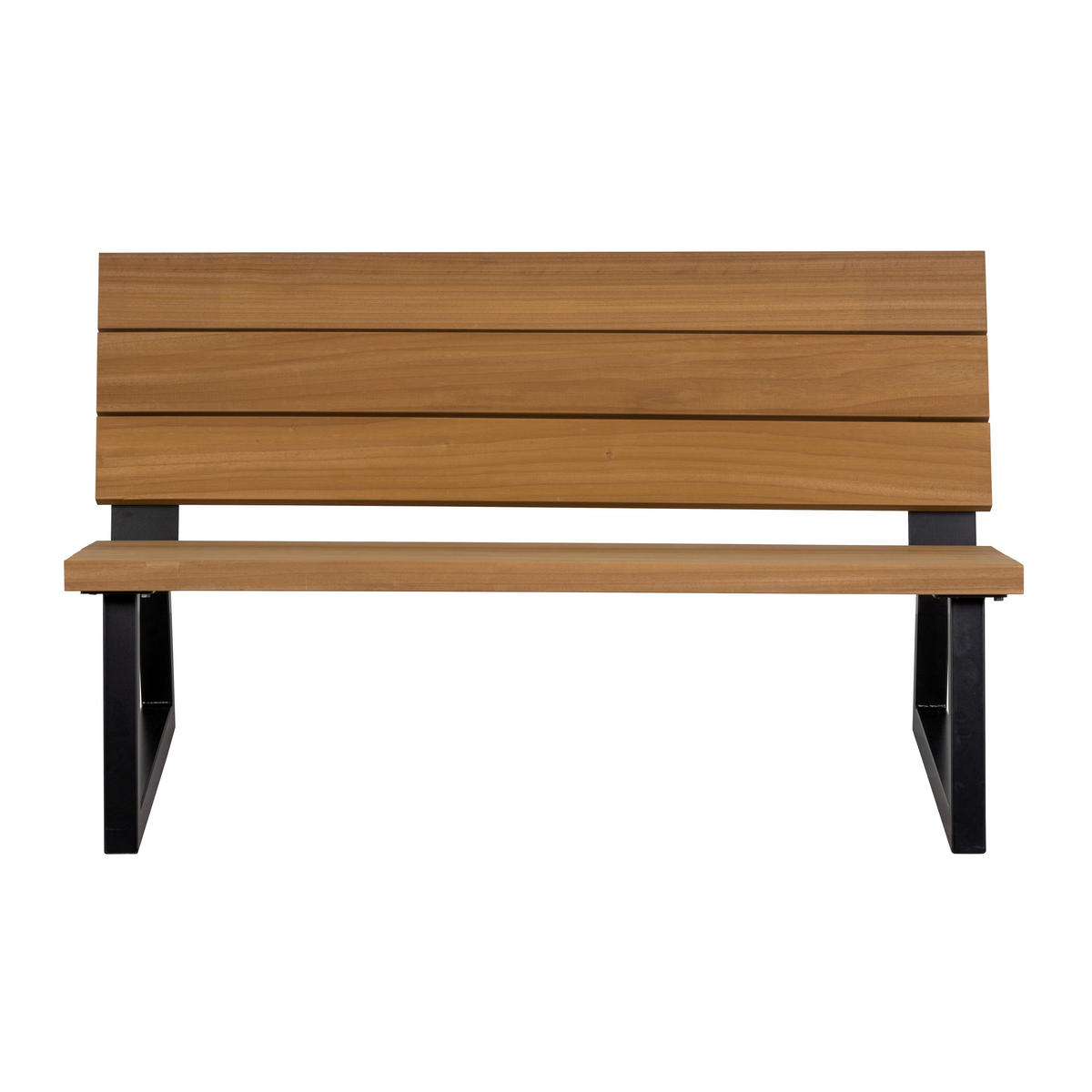 GARTENBANK 138/78/82 cm Abachi   - Schwarz/Naturfarben, MODERN, Holz/Metall (138/78/82cm) - Livetastic