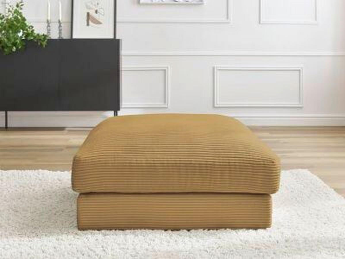 HOCKER LEONARD Cord Gelb  - Gelb/Schwarz, MODERN, Kunststoff/Textil (86/43/86cm)