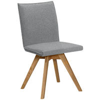 STUHL  in Samt  - Eichefarben/Hellgrau, Konventionell, Holz/Textil (60/91/61cm) - Moderano