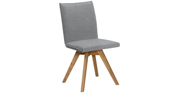 STUHL Samt Eichefarben, Hellgrau Wildeiche massiv  - Eichefarben/Hellgrau, KONVENTIONELL, Holz/Textil (60/91/61cm) - Moderano