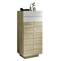 SCHUHSCHRANK  in 64/138/42,5 cm  - Eichefarben/Weiß, Natur, Glas/Holz (64/138/42,5cm) - Voglauer