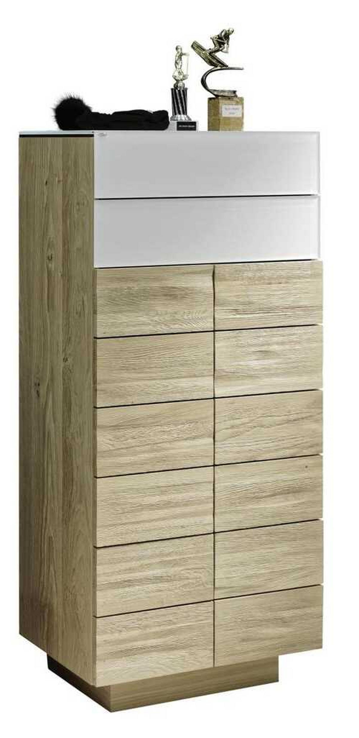 SCHUHSCHRANK  in 64/138/42,5 cm  - Eichefarben/Weiß, Natur, Glas/Holz (64/138/42,5cm) - Voglauer