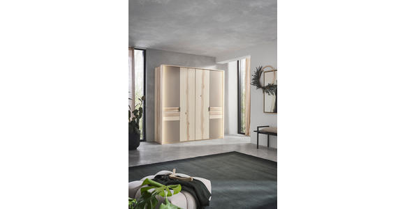 DREHTÜRENSCHRANK 198/214/62 cm,  in Schlammfarben, Buchefarben, 4-türig  - Schlammfarben/Buchefarben, Natur, Glas/Holz (198/214/62cm) - Valnatura