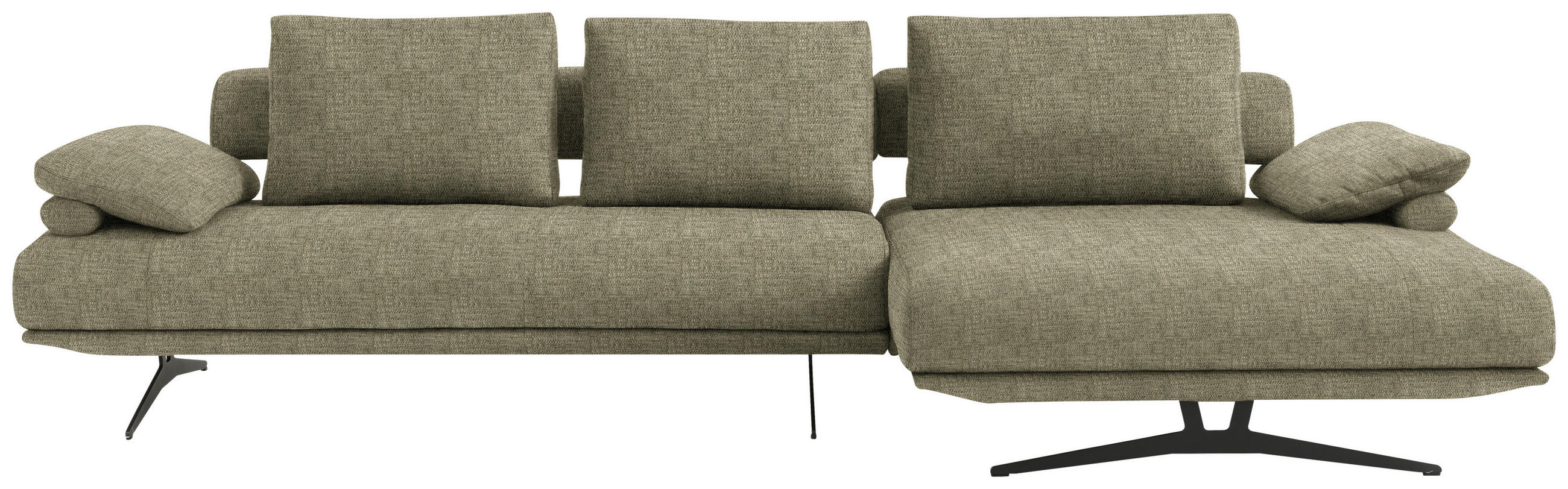 ECKSOFA in Chenille Hellgrün  - Schwarz/Hellgrün, Design, Textil/Metall (334/168cm) - Dieter Knoll