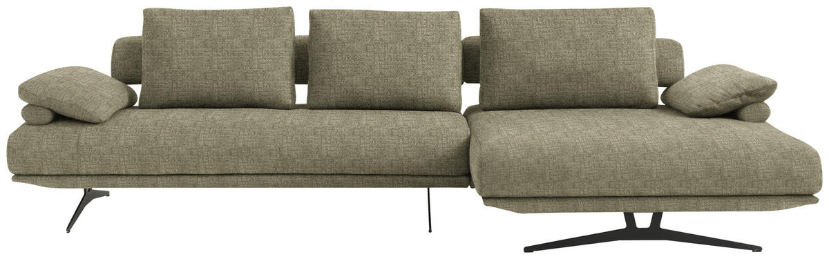 ECKSOFA in Chenille Hellgrün  - Schwarz/Hellgrün, Design, Textil/Metall (334/168cm) - Dieter Knoll