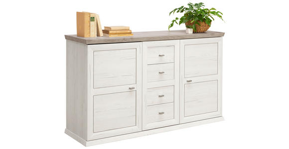 SIDEBOARD  in 149/89,5/43 cm  - Weiß/Grau, LIFESTYLE, Holzwerkstoff/Metall (149/89,5/43cm) - Hom`in