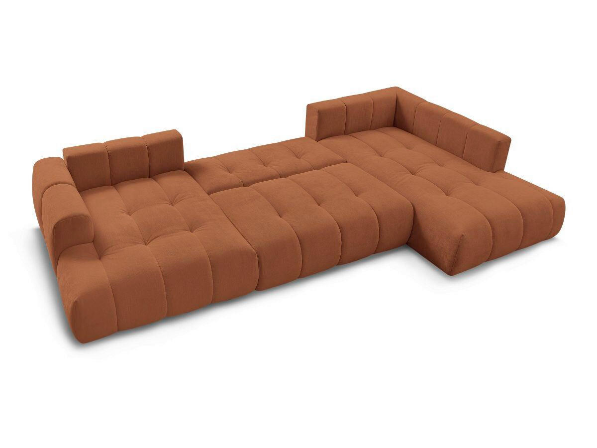 WOHNLANDSCHAFT  FUJI  Orange Leinenoptik  - Schwarz/Orange, MODERN, Kunststoff/Textil (160/377/204cm)