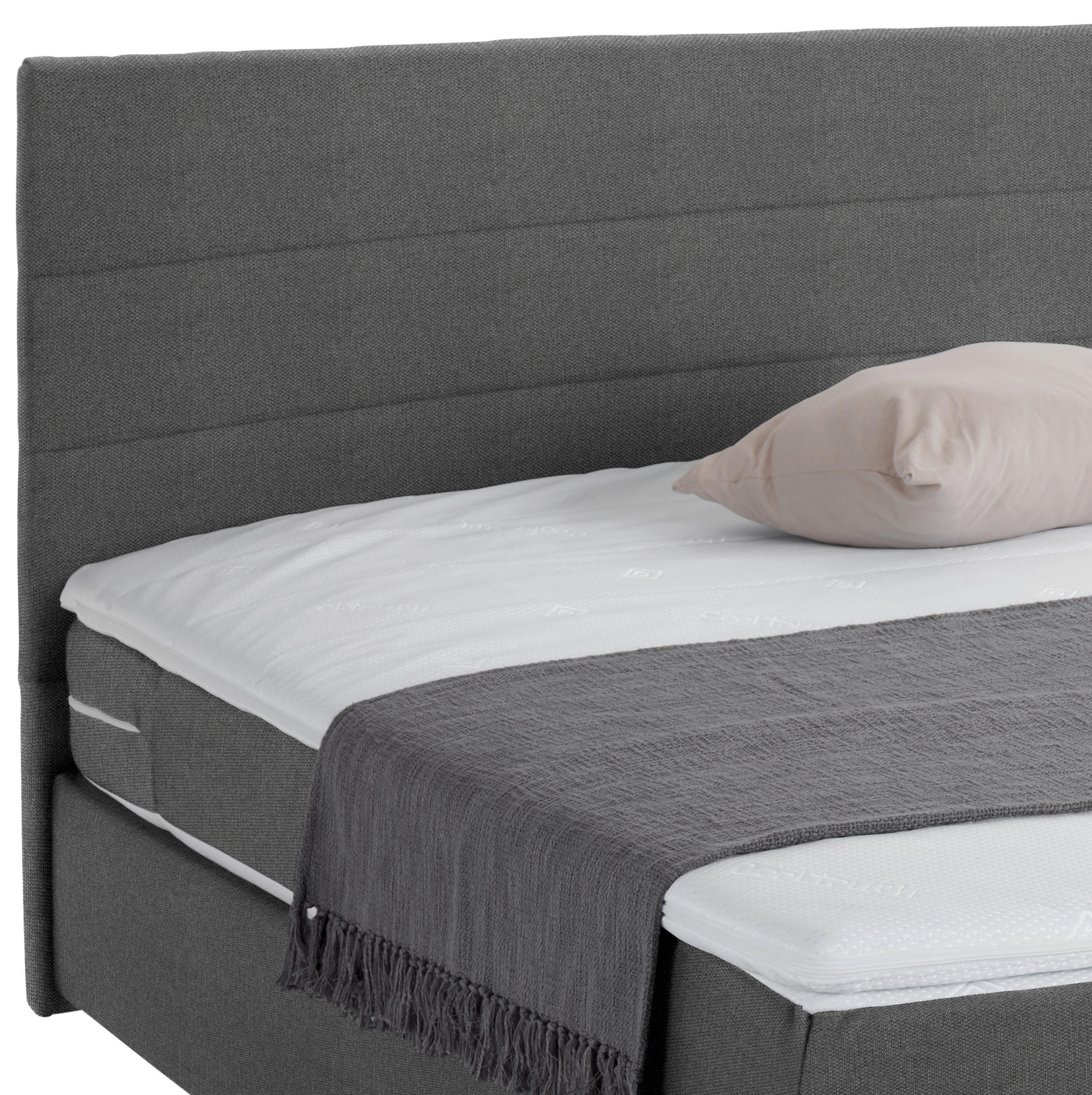 BOXSPRING KREVET 180/200 cm siva - siva/crna, Osnovno, tekstil/drvo (180/200cm) - Carryhome