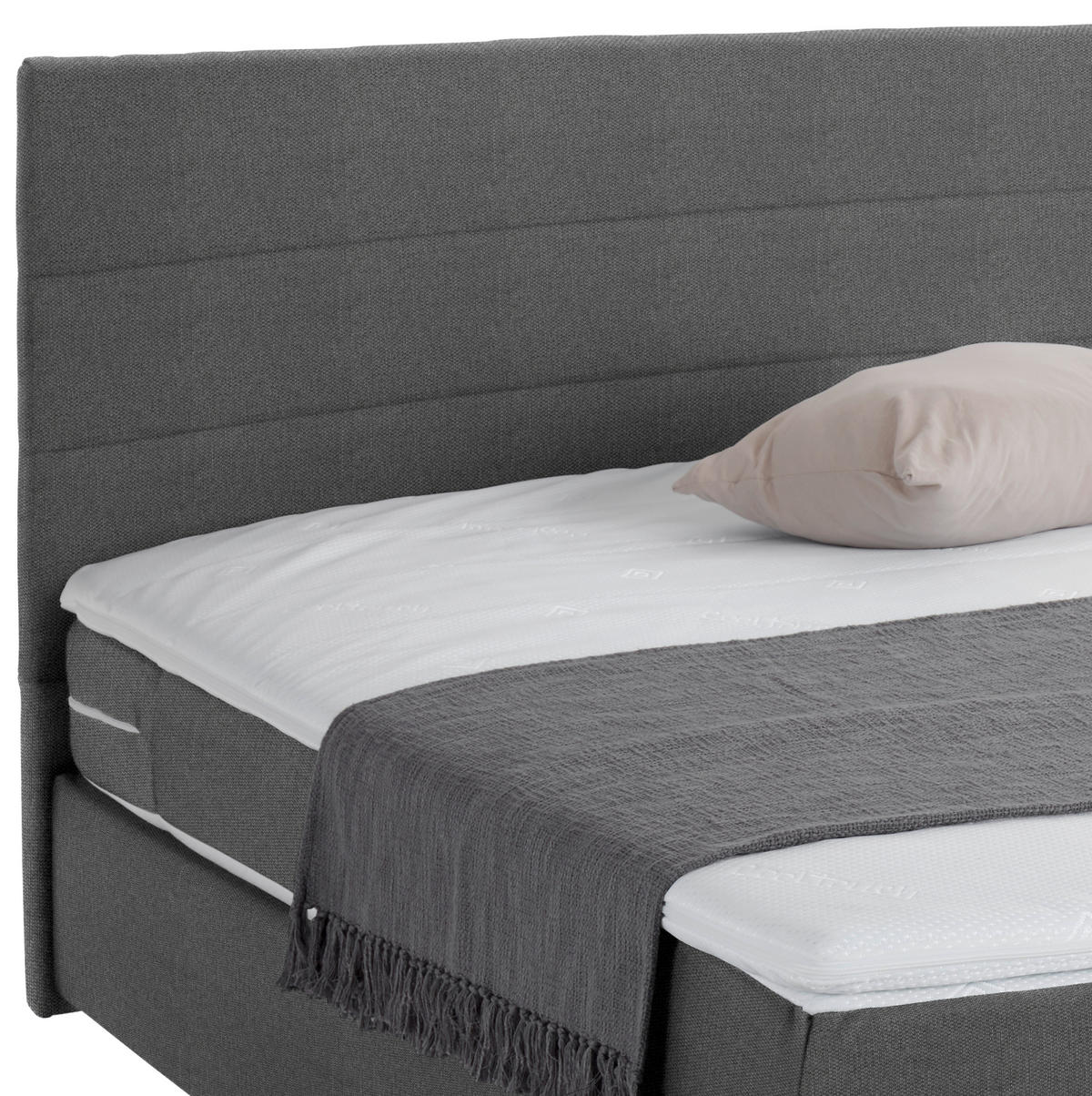 BOXSPRING KREVET 180/200 cm     siva  - siva/crna, Osnovno, tekstil/drvo (180/200cm) - Carryhome