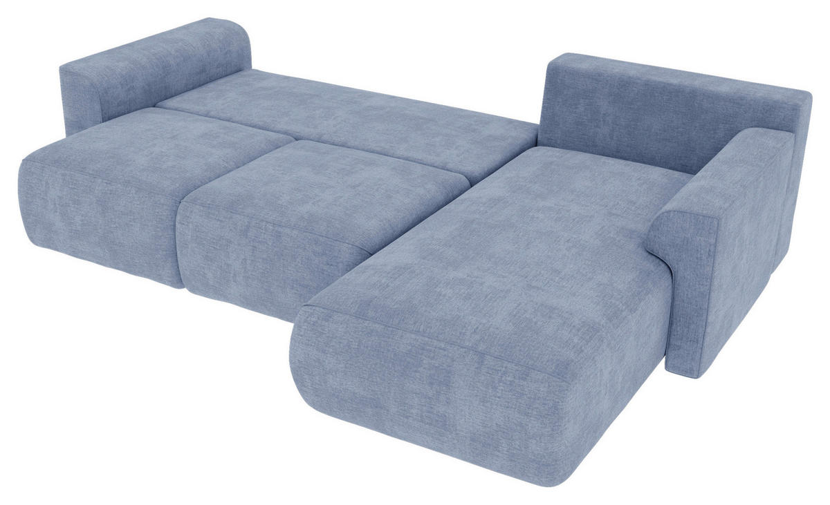 ECKSOFA Hellblau Samt  - Chromfarben/Hellblau, KONVENTIONELL, Kunststoff/Textil (293/195cm) - Carryhome