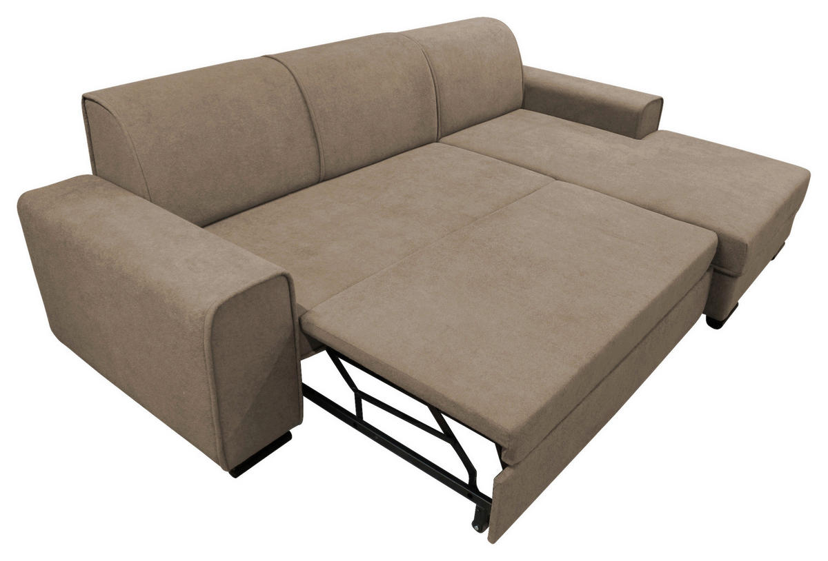 ECKSOFA Taupe Struktur, Bouclé  - Taupe/Schwarz, Design, Kunststoff/Textil (270/175cm) - MID.YOU