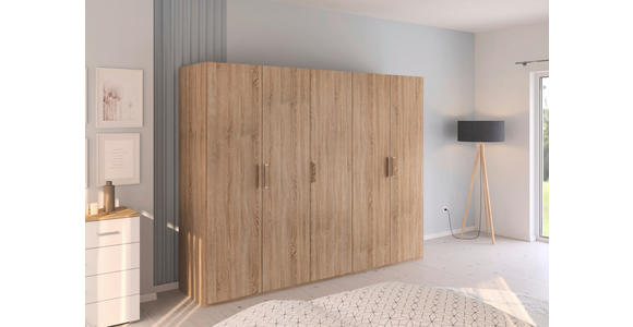DREHTÜRENSCHRANK 251/197/60 cm 5-türig Sonoma Eiche - Silberfarben/Sonoma Eiche, Design, Holzwerkstoff/Kunststoff (251/197/60cm) - Novel