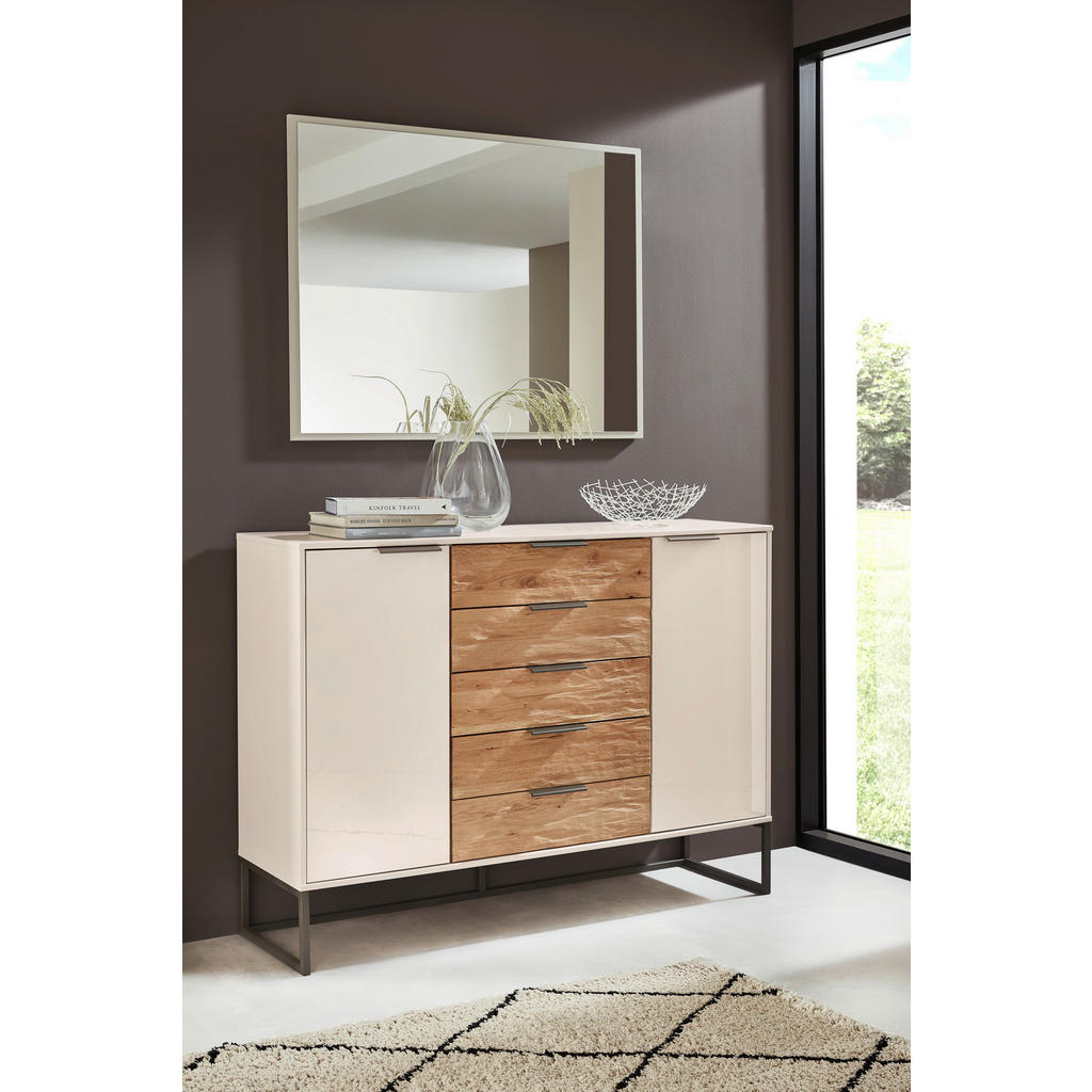 Thumbnail - Dieter Knoll Sideboard, Anthrazit, Eiche, Champagner, Metall, Eiche, 2 Fächer, 5 Schubladen, 141x105x43 cm, ISO 9001, Go...