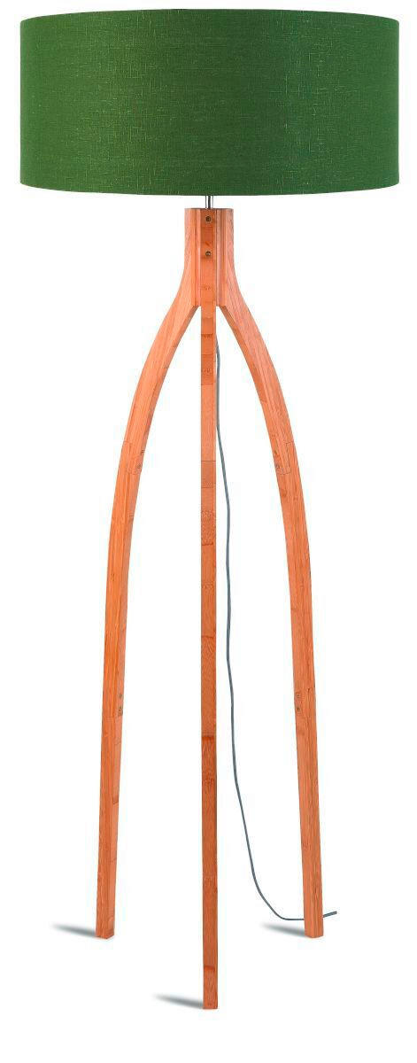 GOLVLAMPA GOOD&MOJO  60/160 cm    - grön/naturfärgad, Trend, trä/textil (60/160cm) - Good & Mojo