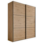 SCHWEBETÜRENSCHRANK  in Eiche Artisan  - Schwarz/Eiche Artisan, Holzwerkstoff/Metall (167/222/68cm) - Moderano