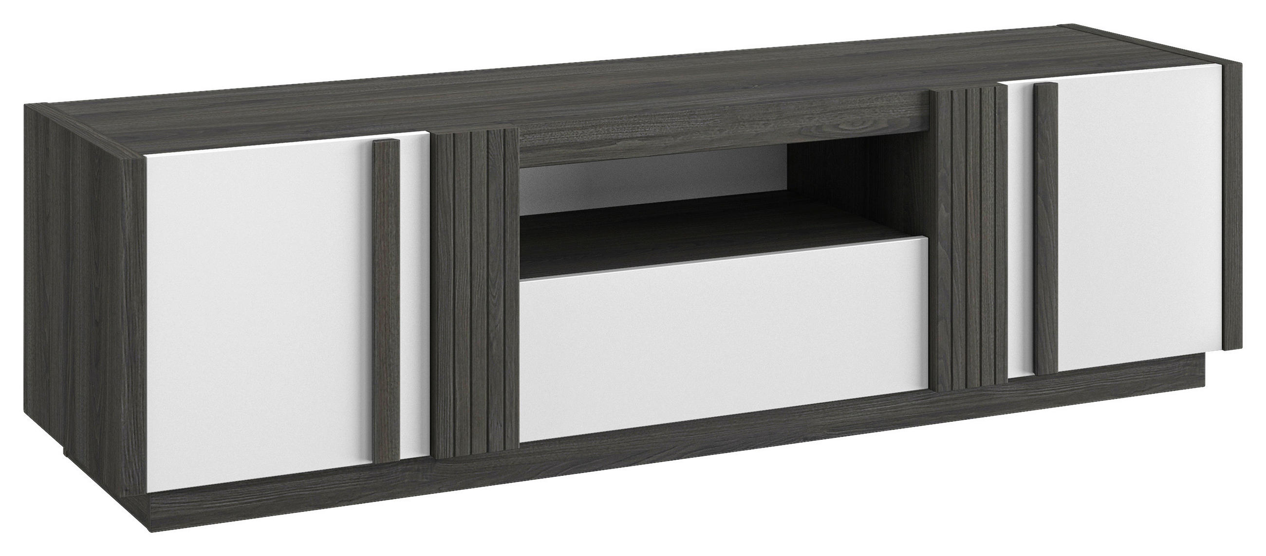 Mid.you Tv-Element Aston Schwarz, Weiß Hochglanz 46x180x51 cm