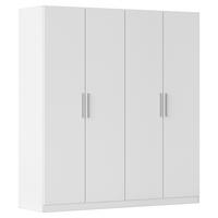 DREHTÜRENSCHRANK 181/197/54 cm,  in Weiß, 4-türig  - Alufarben/Weiß, KONVENTIONELL, Holzwerkstoff/Kunststoff (181/197/54cm) - home24