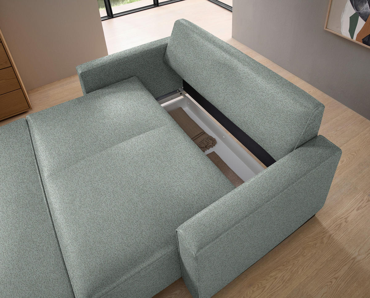 SCHLAFSOFA  in Flachgewebe Mintgrau  - Mintgrau/Schwarz, Design, Textil/Metall (174/90/95cm) - Bali