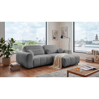ECKSOFA Webstoff Grau  - Schwarz/Grau, Design, Kunststoff/Textil (260/192cm) - MID.YOU