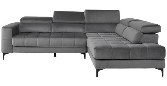 ECKSOFA inkl.Funktionen Dunkelgrau Samt  - Dunkelgrau/Schwarz, Design, Kunststoff/Textil (281/202cm) - Xora