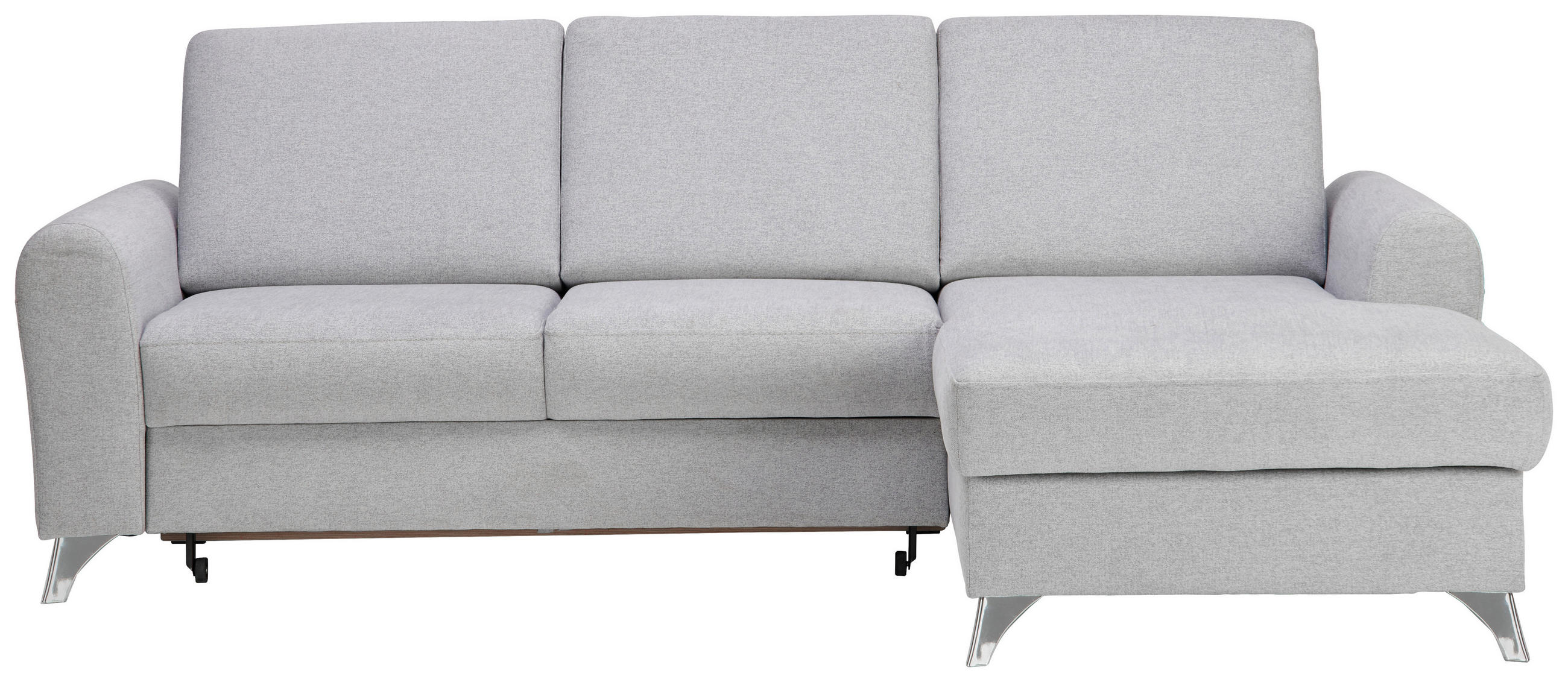 ECKSOFA in Flachgewebe Hellgrau - Silberfarben/Hellgrau, Design, Textil/Metall (244/167cm) - Cantus