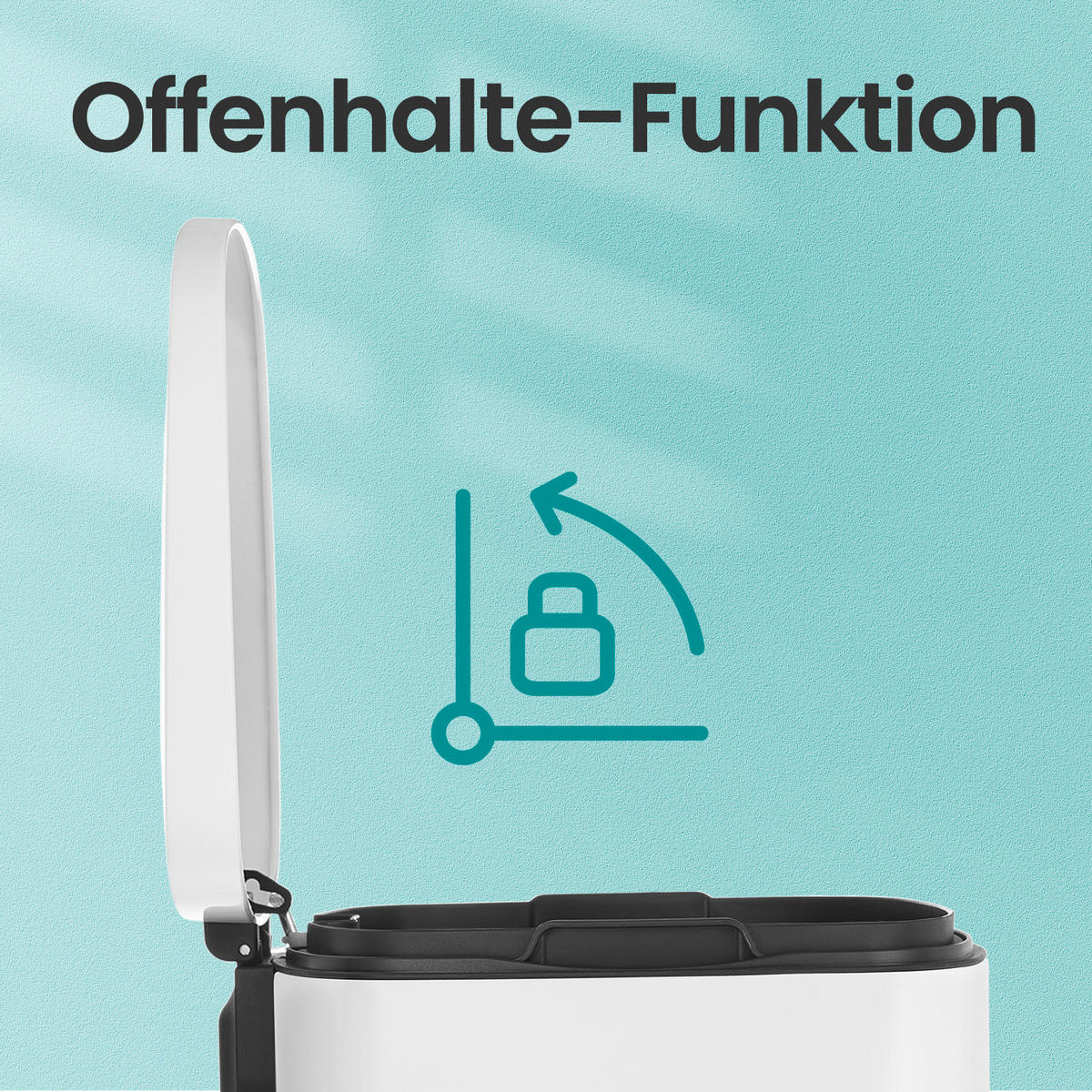 KÔŠ NA ODPADKY  50 l - čierna/biela, Basics, kov/plast (43,2/63,2/37cm)