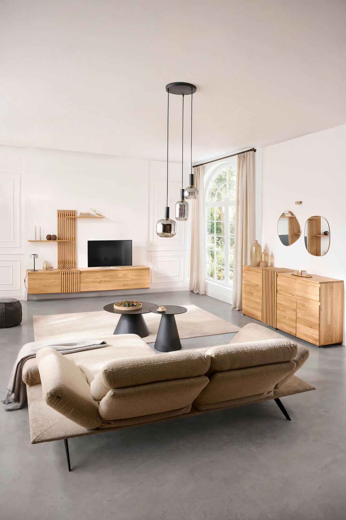 WOHNWAND  in Eichefarben  248.8/163/44 cm    - Eichefarben, Natur, Holz (248.8/163/44cm) - Linea Natura
